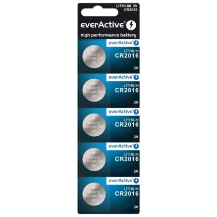 "EverActive CR2016" ličio mygtukinės baterijos lizdinė plokštelė 5vnt.